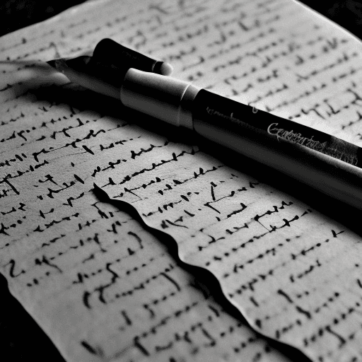 AI generated: A flimsy old hand-written note, cursive writing, fold lines. Fuzzy black and white photograph