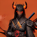AI generated: (magazine cover), full body image, devil samurai, mech, highly detailed, demon horns, devil horns, e...