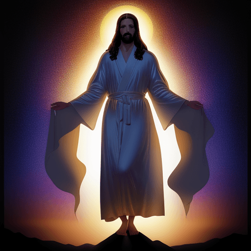 AI generated: King Jesus in a Beautiful shimmering silhouette silk robe in heaven 