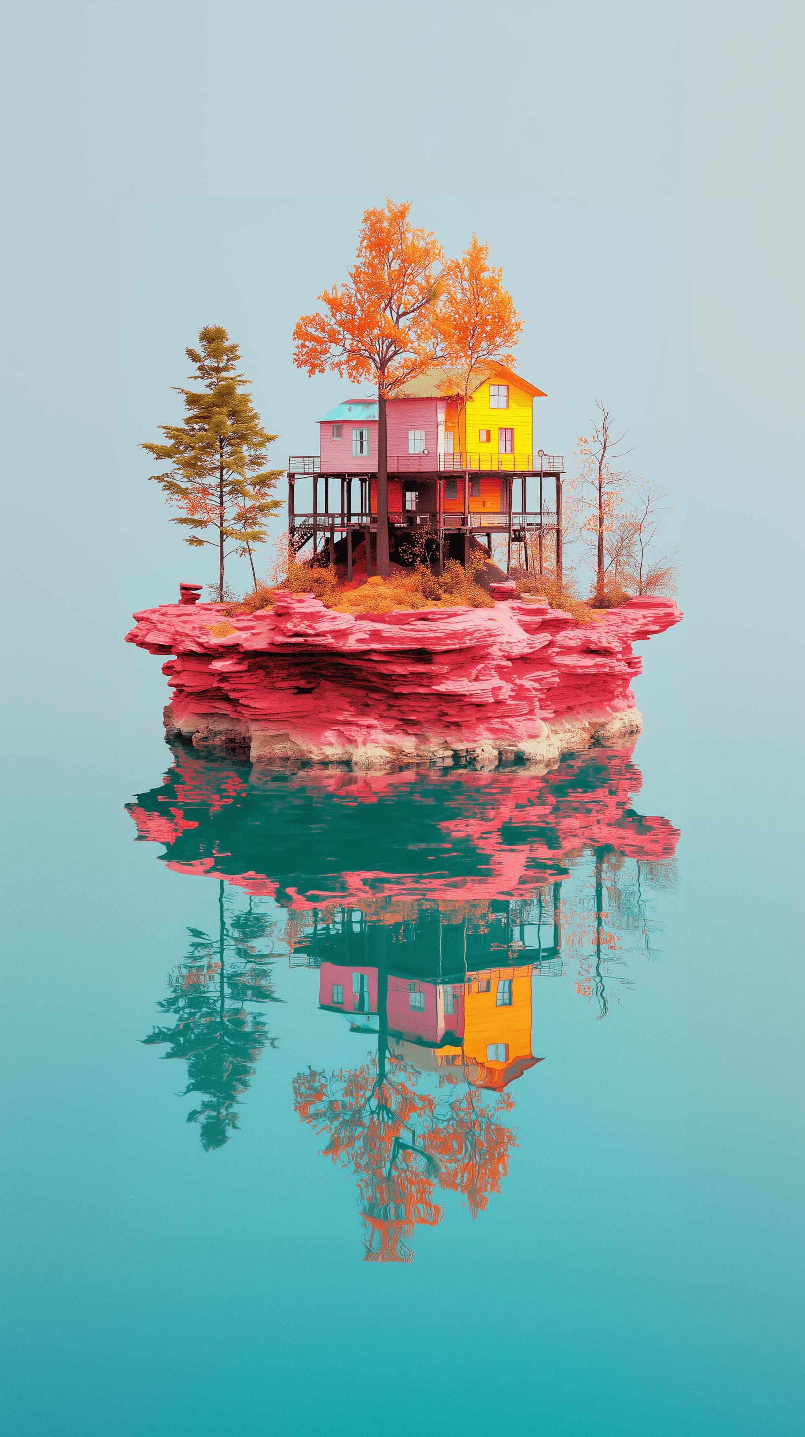 AI generated: vivid, dreamlike, floating islands with enchanted trees, ideal for fantasy and escapism, UHD, detail...