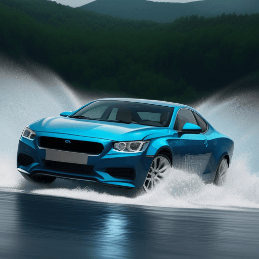 AI generated: a blue car driving throw the water,cool,gowing,--ar,7v 8;75fgt .5qtsjgckba----fwr
