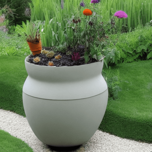 AI generated: I want you to design pots for gardens, surreal style