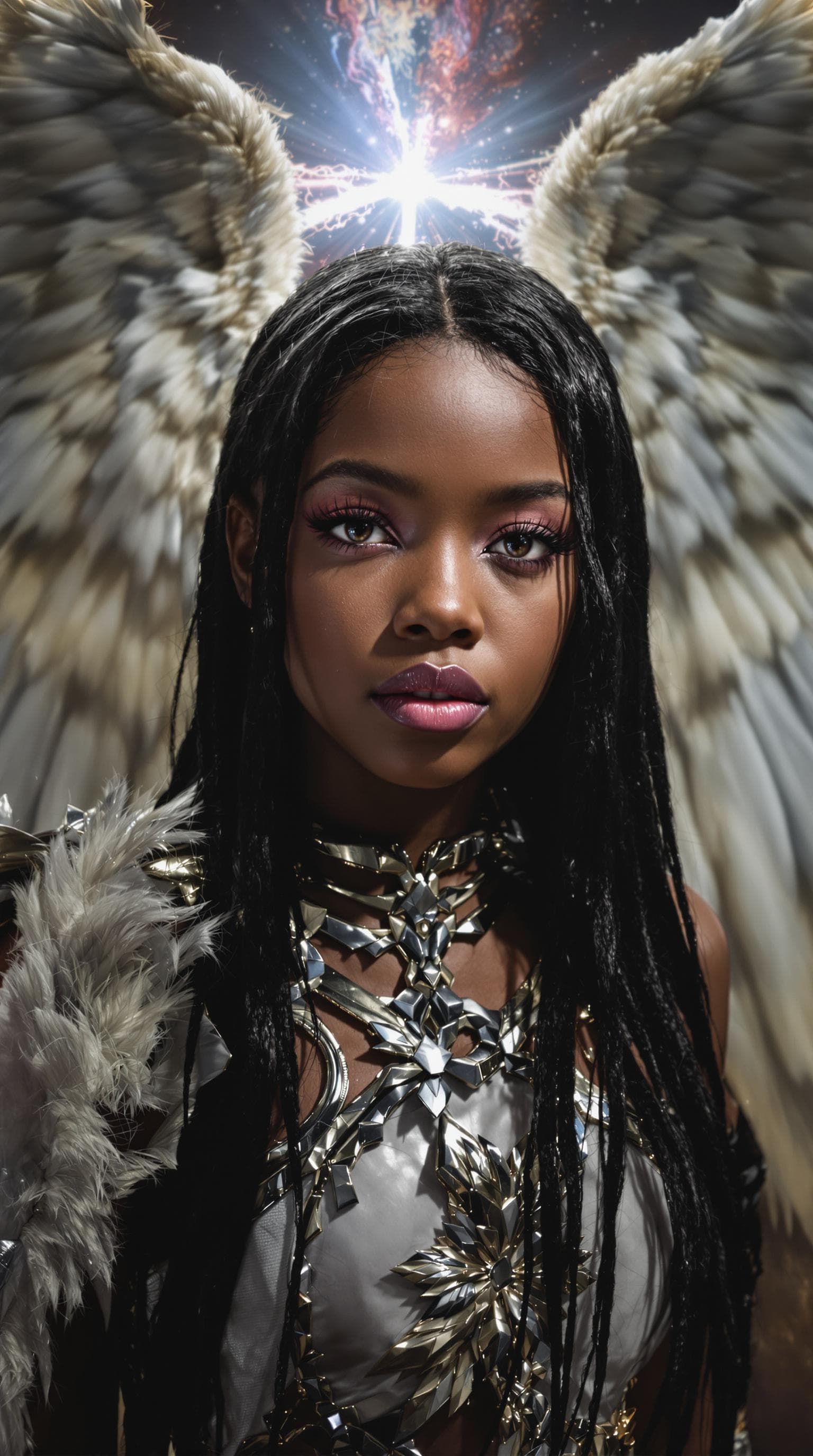 AI generated: a professional photo of a exceptionally beautiful black African  girl in the world (age 18), (eleven...