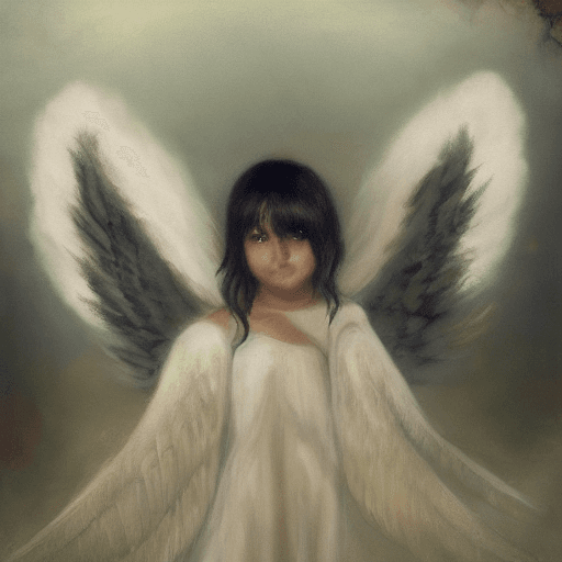 AI generated: an angel with black wings 

