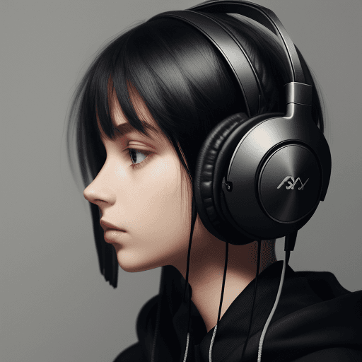 AI generated: black headphones on a gray background