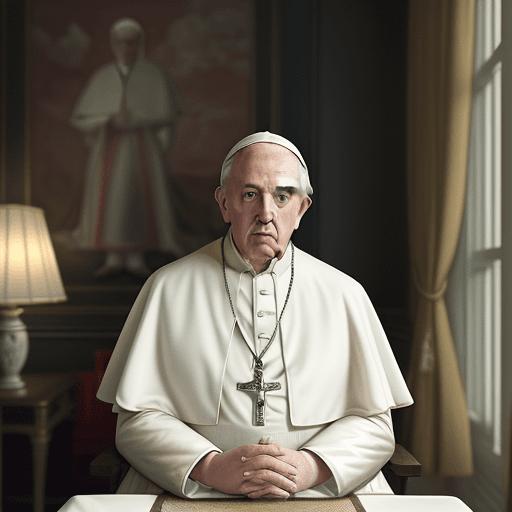 AI generated: Pope Francis in 80s Miami Style --ar 9:16palette, interior design magazine, cozy atmosphere; 8k, int...