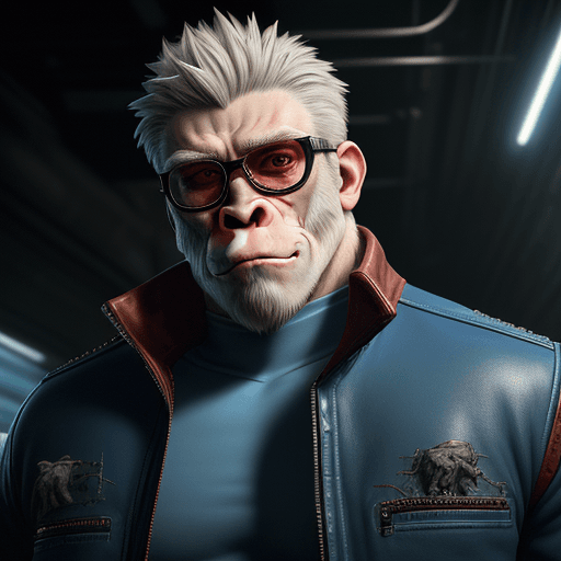 AI generated: ((extreme detail)),(ultra-detailed), Male, anthropomorphic, White Gorilla, blue eyes, detailed face,...