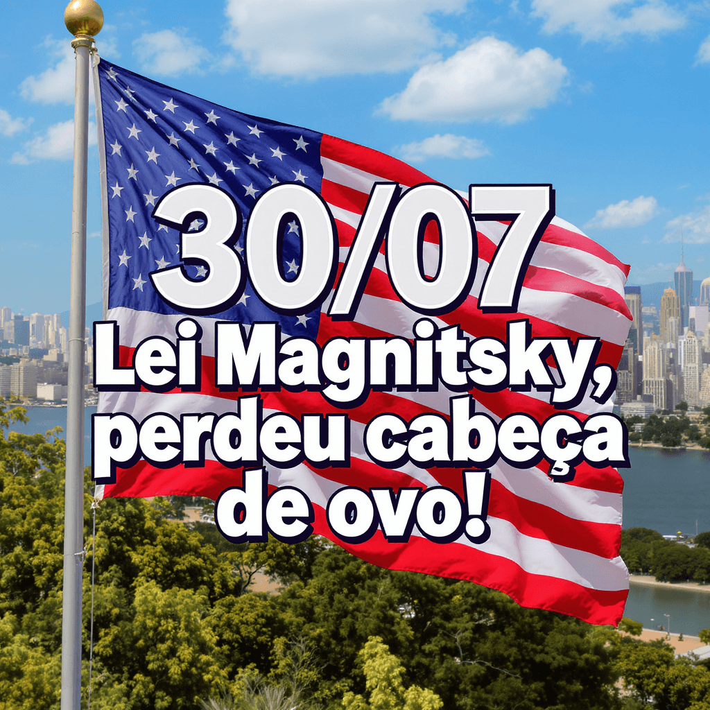 AI generated: Create an Instagram story with captivating text overlap, "30/07 Lei Magnitsky, perdeu cabeça de ovo!...