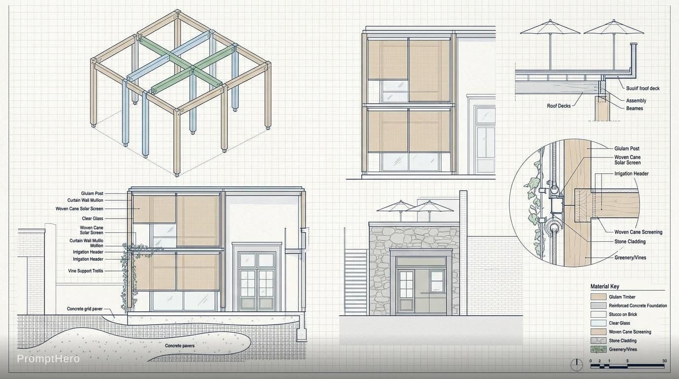 AI generated: Diagramatic drawing of the structure of the building--ar 1:2 --stylize 750 --v 7