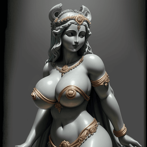 AI generated: goddess ample cleavage picture, picture of ample cleavage goddess statue, goddess picture, dark, pic...