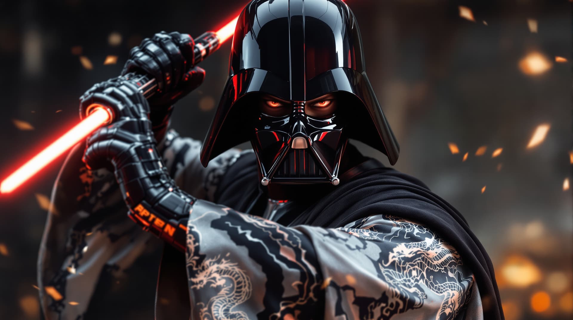 AI generated: image is a high-resolution,spectacular   Star Wars perfect cinematic portrait with a Japanese feudal...