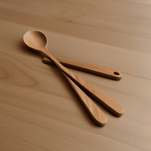 AI generated: foldable spoon  with hinge in wood