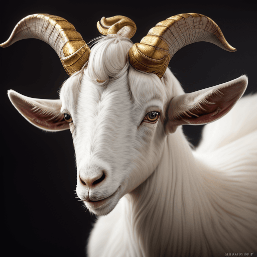 AI generated: Insanely detailed studio portrait shot photo of intricately detailed beautiful goat as angel , smirk...