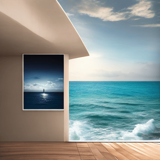 AI generated: Hyper realistic eye level exterior photo of Messi overlooking the ocean, daylight, indirect lighting...