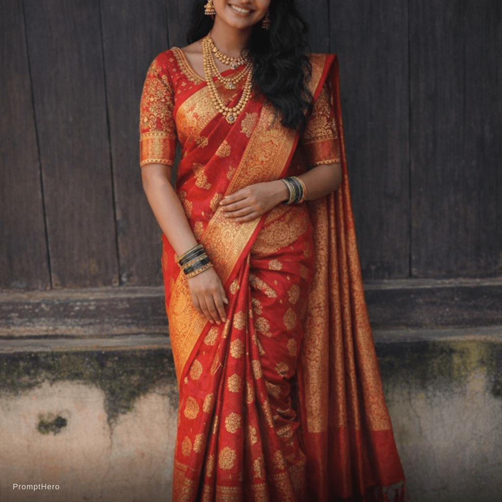 AI generated: Remove green saree and green blouse
