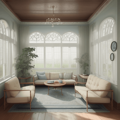 AI generated: High resolution photography interior design, dreamy sunken living room conversation pit, wooden floo...