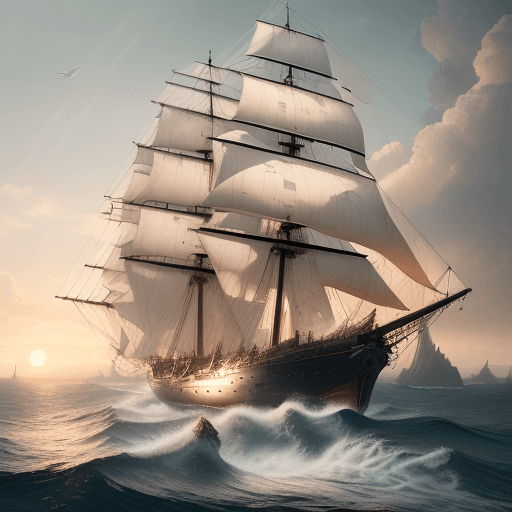 AI generated: Photo of a ultra realistic sailing ship, dramatic light, pale sunrise, cinematic lighting, battered,...