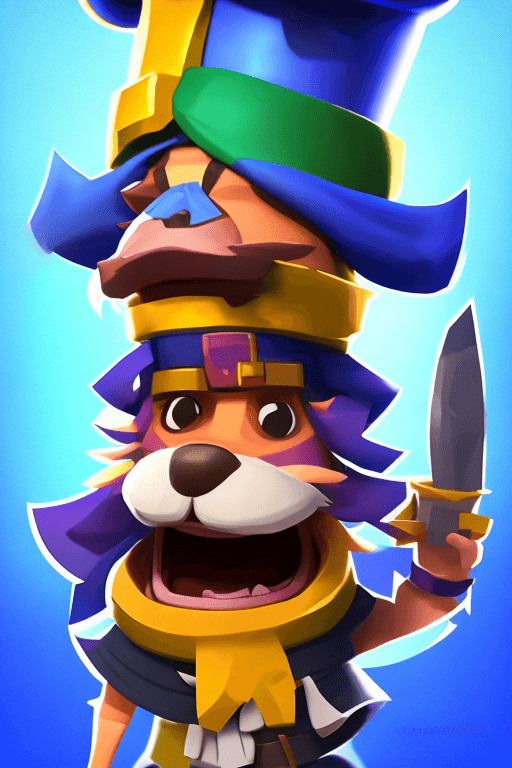 AI generated: A close-up of a comical colorfull humanized chef dog drawn in the style of 3d clash of clans, clash ...