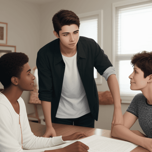 AI generated: a YOUNG MAN  IS AT HIS PARENT VISITING THEM