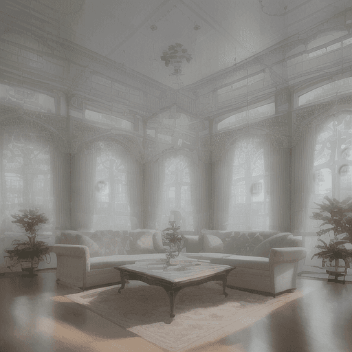 AI generated: High resolution photography interior design, dreamy sunken living room conversation pit, wooden floo...