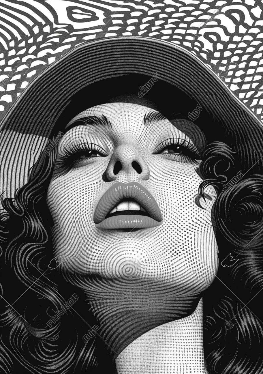 AI generated: a black and white drawing of a woman, in the style of pop art-inspired comic book style, martin ansi...