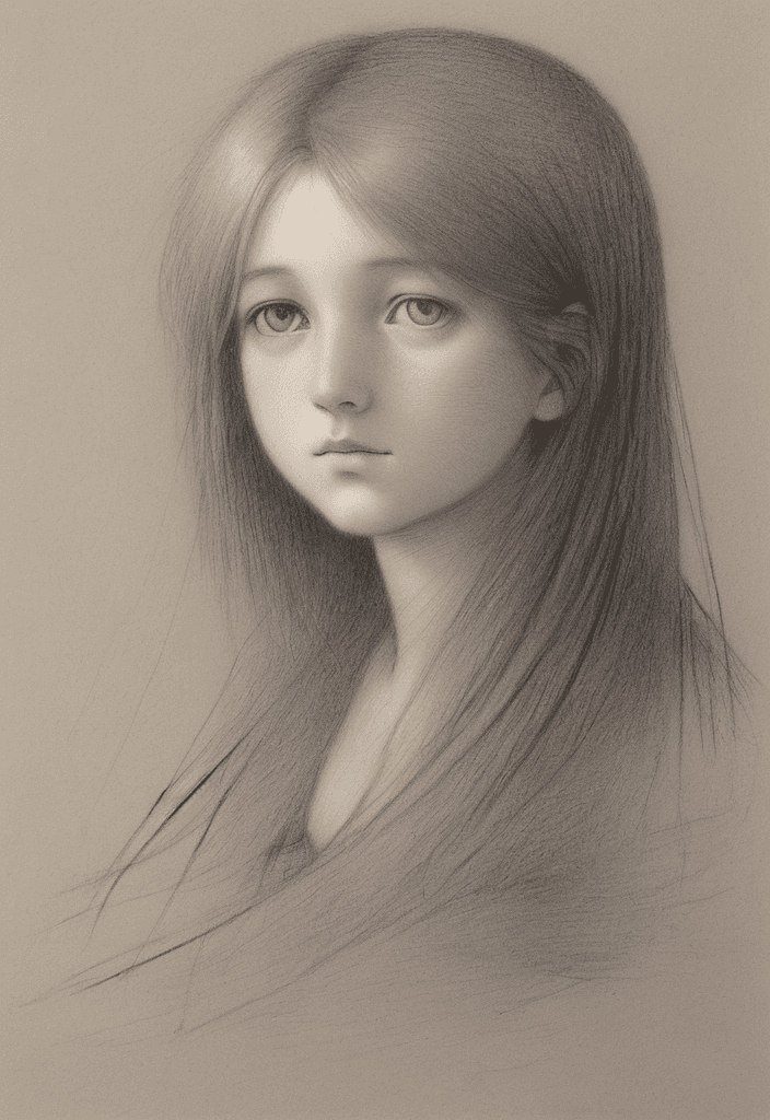 AI generated: graphite pencil drawing, simple, woman's face, by Odilon Redon - high-quality 