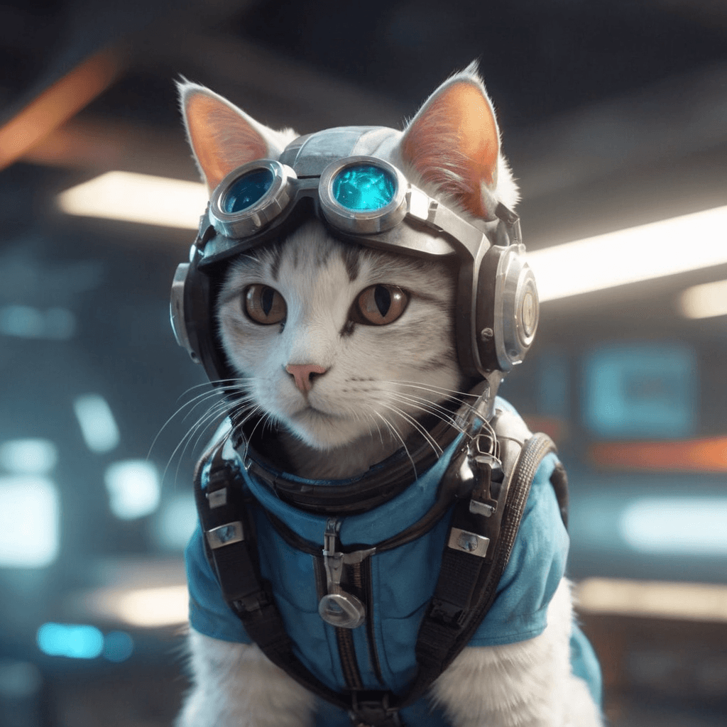 AI generated: cyberpunk cute mechanic cat, futuristic, highly detailed, made with blender, unreal engine, volumetr...