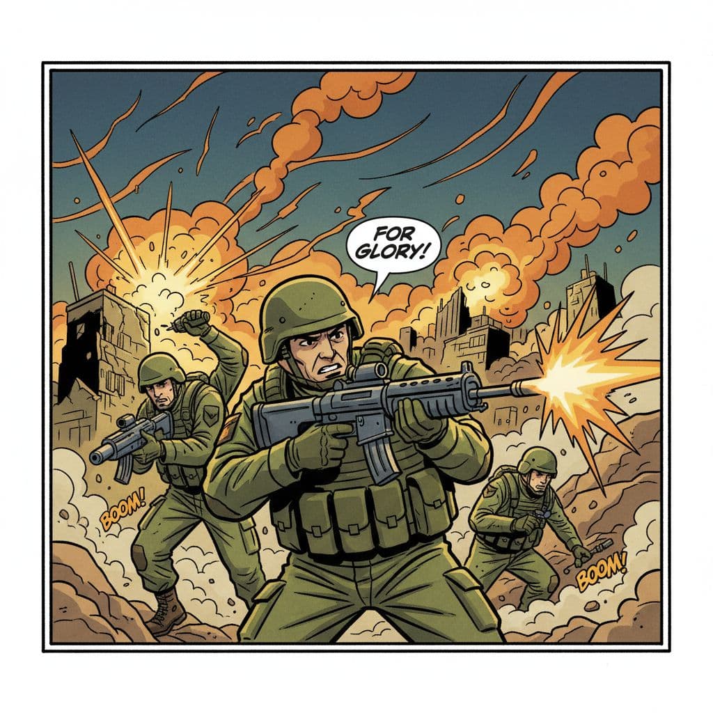 AI generated: Soldiers comic