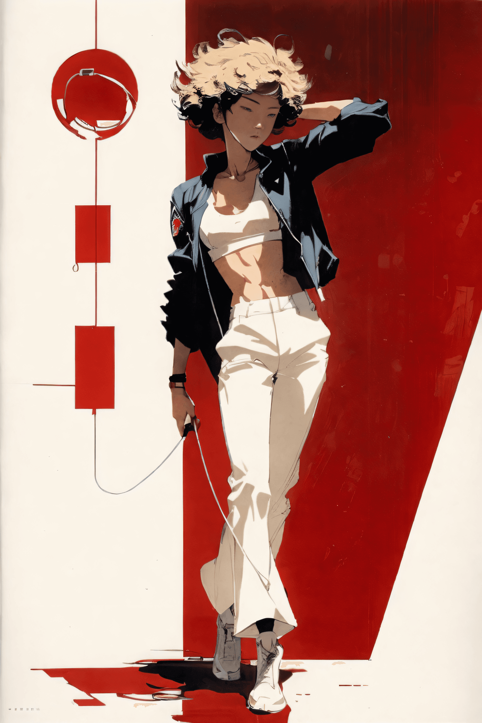 AI generated: art by Katsuhiro Otomo, anime key visual, (Gradient theme:0.7) , japanese supermodel, cyberpunk styl...