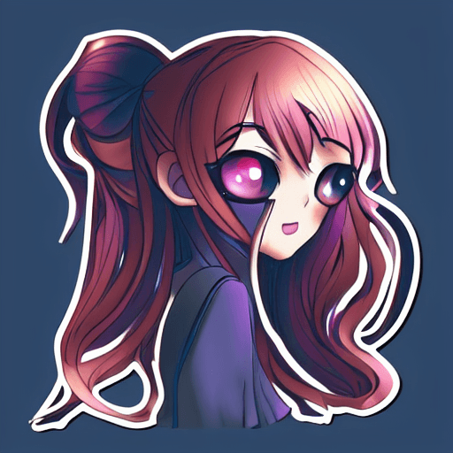 AI generated: anime girl by loish, disney style, graphic design, sticker design
