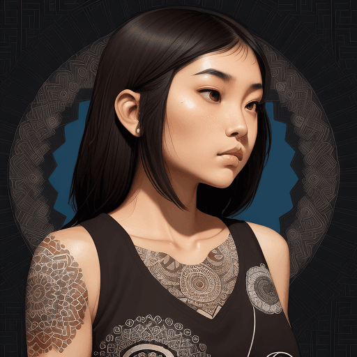 AI generated: A young Asian woman with medium skin tone and straight dark brown hair is captured from a close, thr...