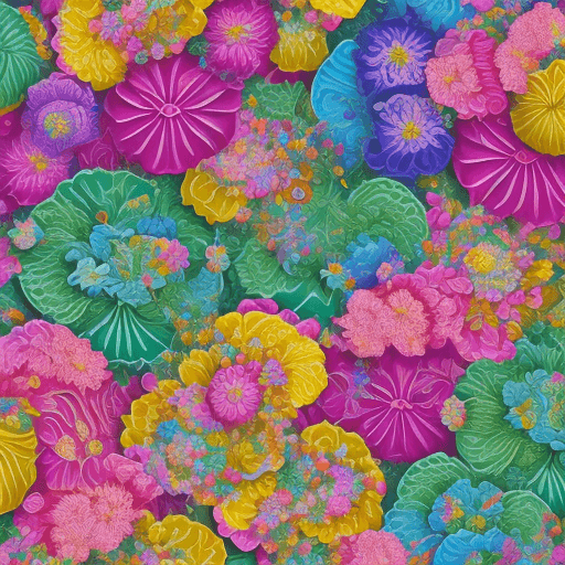 AI generated: vibrant colorful Hanging flower baskets dribbble ::2 vibrant smooth lacquer ceramic rainbow hued pai...
