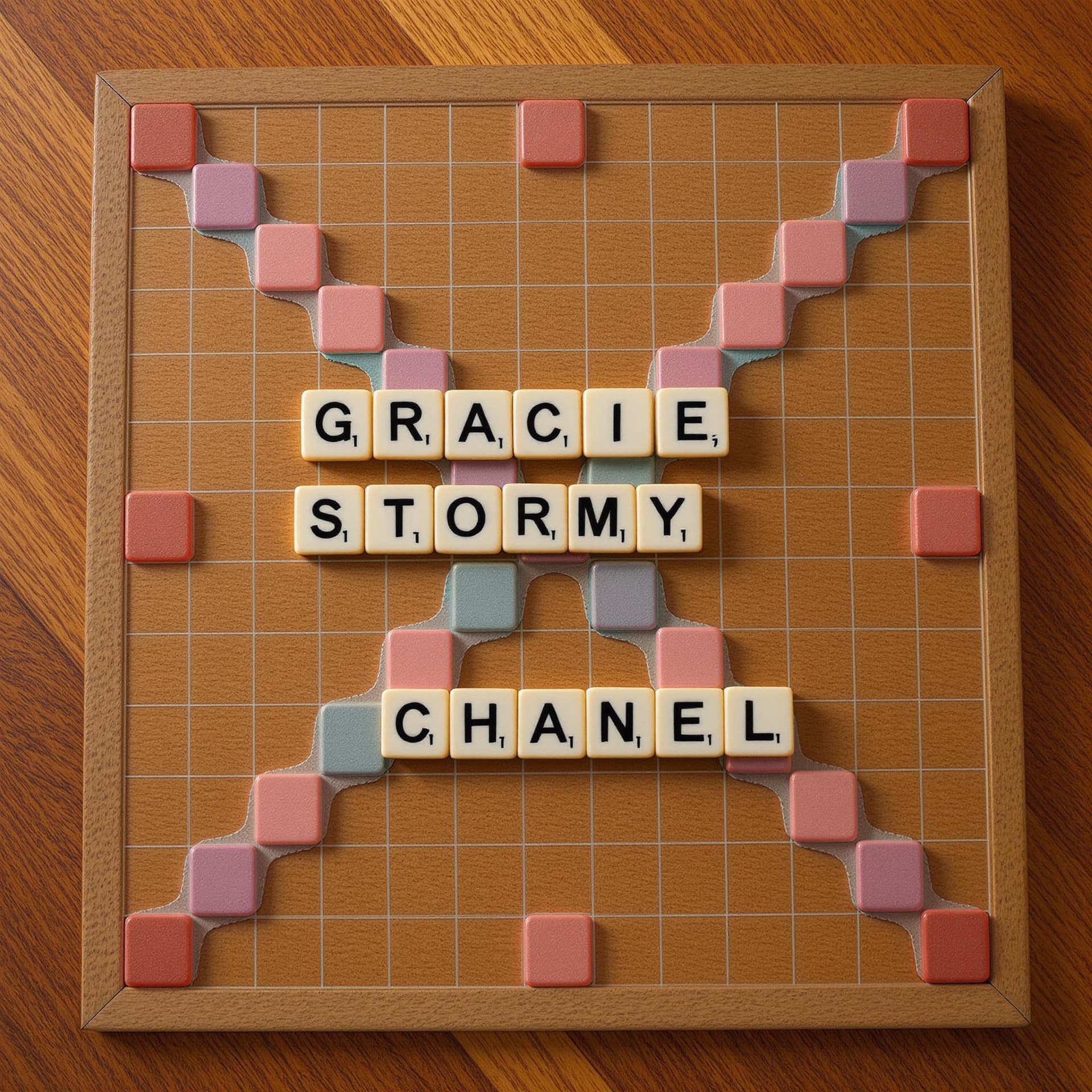AI generated: Create an image of a Scrabble game in progress on a wooden table. The Scrabble pieces should form th...