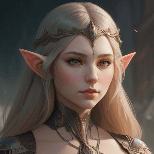 AI generated: mdjrny-v4 style portrait of female elf, intricate, elegant, highly detailed, digital painting, artst...