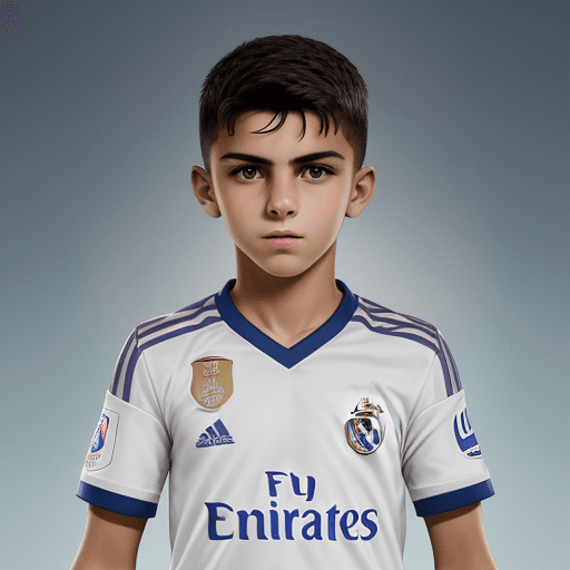 AI generated: Make me a book cover vhere the main charakter is a kid that want's to play at Real Madrid but he isn...