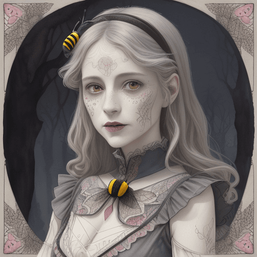 AI generated: Bee butler colorful by Matt Dixon and ghibli studio, matte painting, book illustration, paper textur...
