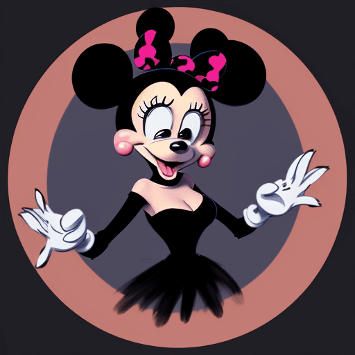 AI generated: a painting of a Mickey Mouse with make up of Catrina, in the style of disney animation, character ca...