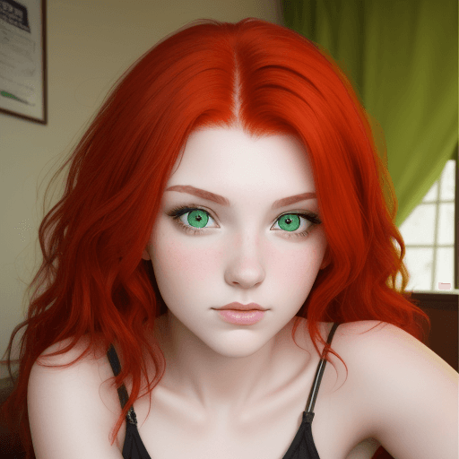 AI generated: buxum 19 year old woman with red hair and green eyes