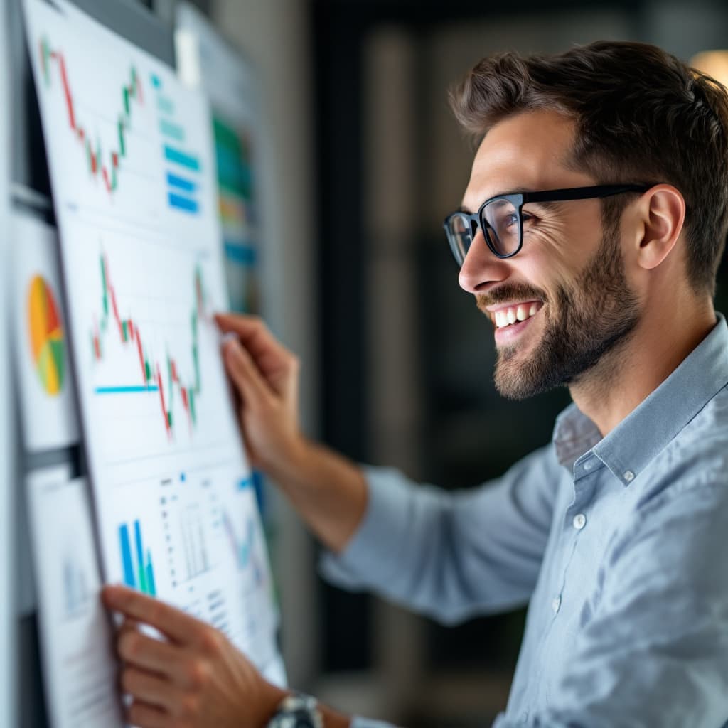 AI generated: Image of a friendly financial advisor guiding someone through charts, symbolizing trust and expertis...