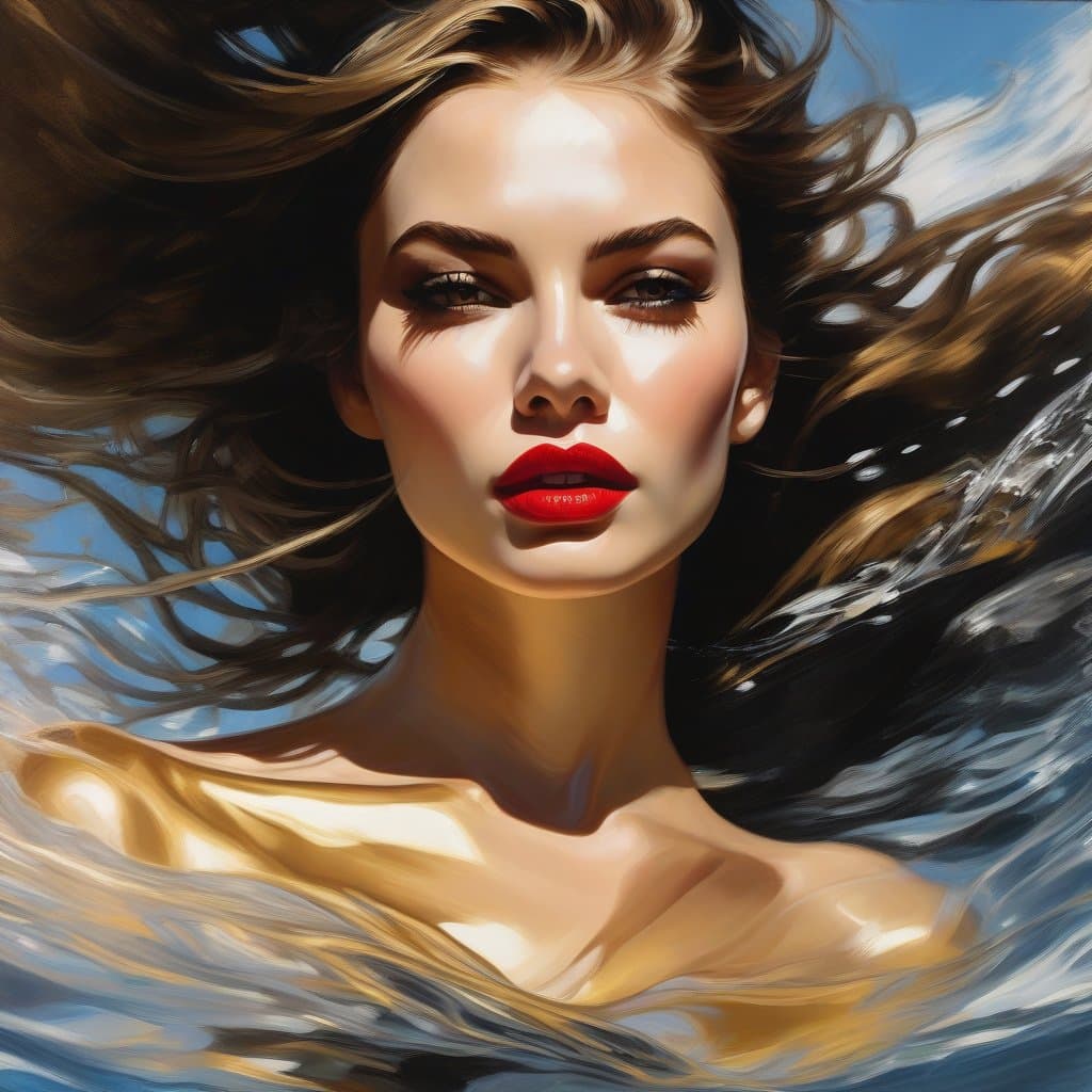 AI generated: portrait of a girl in water style