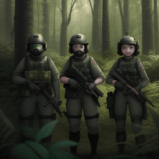 AI generated: Pixar disney poster 4k. 3 USEC Operators from the video game escape from tarkov. In a forest. light ...