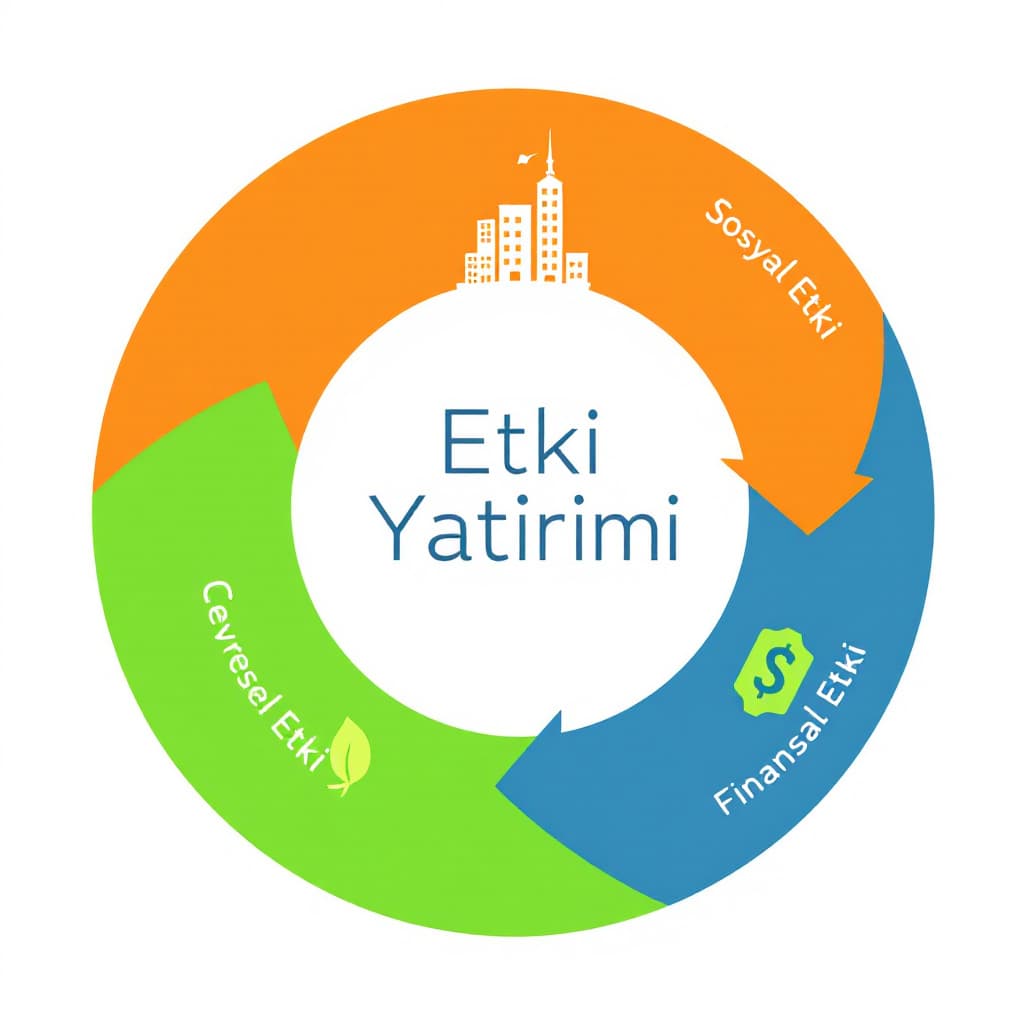AI generated: A circular diagram illustrating 'Etki Yatırımı' with three distinct sections. The first section is o...