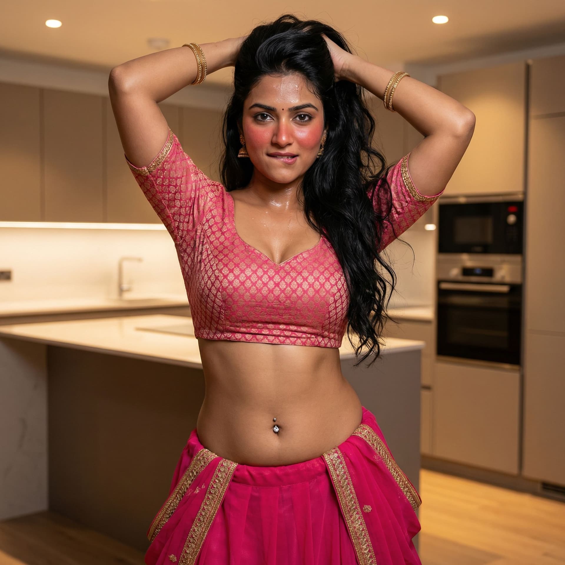 AI generated: Use the women in image, full body view from head to toe, no cropping whatsoever, complete legs and f...
