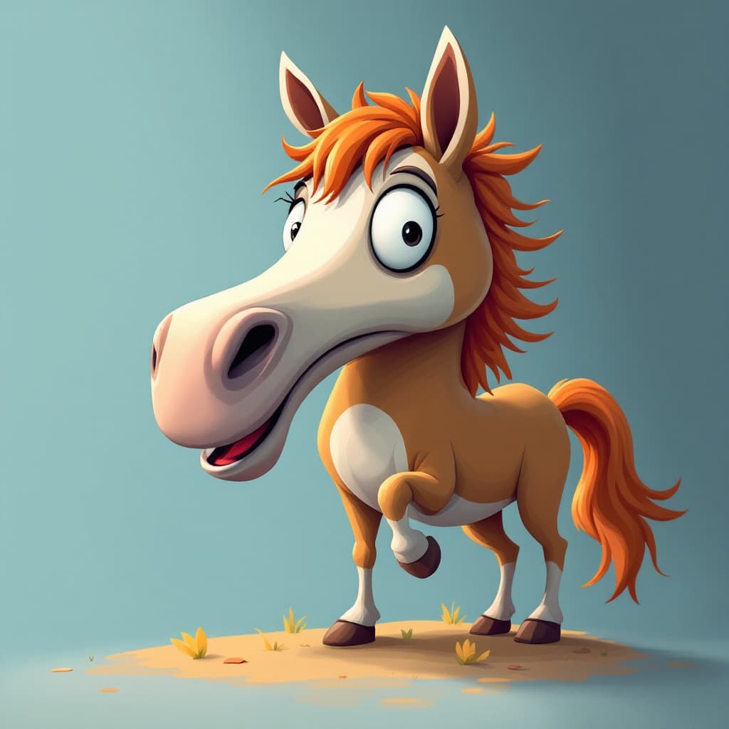 AI generated: A a funny horse cartoon, mdjrny-v4 style