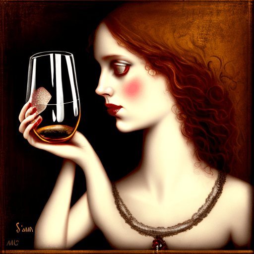 AI generated: sanquine girl - empty glass.
style: baroque