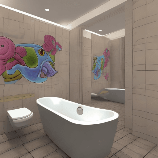 AI generated: cartoon bathroom 3d