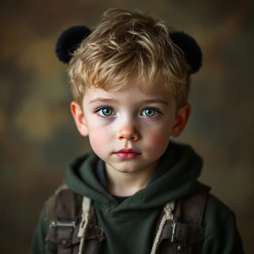 AI generated: boy with panda face 