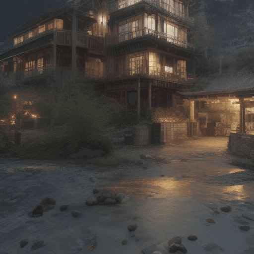 AI generated: Renaissance, three-dimensional oil painting, landscape in Jiufen Taiwan, strong color contrast, rain...