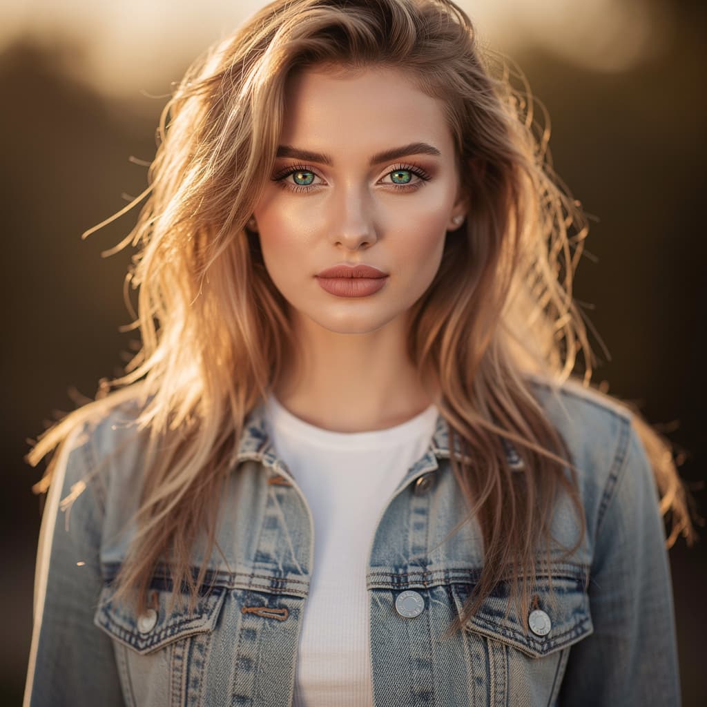 AI generated: "A high-resolution, full-height vertical portrait, Sony A1 camera, 120mm lens, captures a fair-skin ...