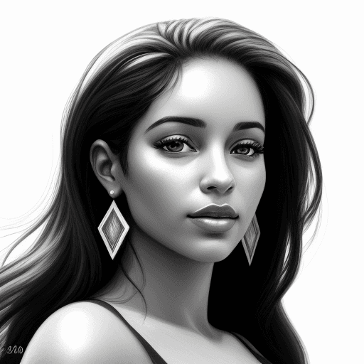 AI generated: Realistic Black and white sketch of a beautiful Cuban woman, white background, --ar 61:128 --s 750 -...